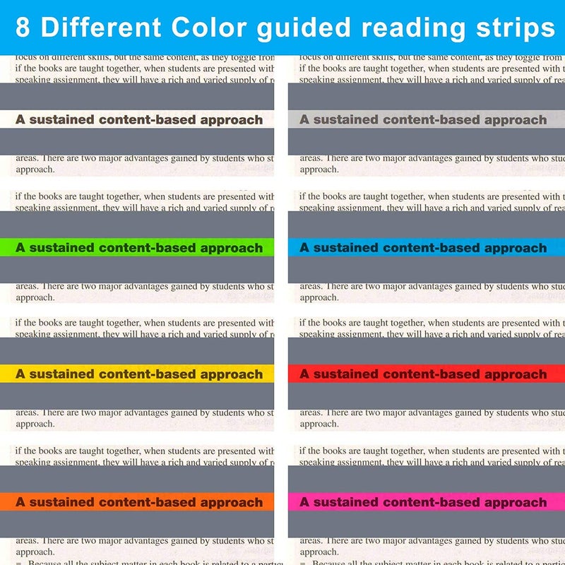 Heetobcos 16Pcs Guided Reading Highlight Strips  Reading Ruler Reading Tracking Highlight Strips Colored Overlays Bookmark Assorted Colors Helps with Dyslexia(2 Sizes 8 Colors) - Image 4